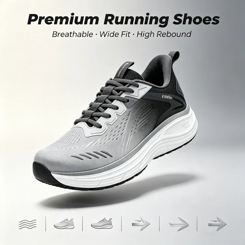 รองเท้าผ้าใบกีฬาสำหรับผู้ชาย F - Wide Toe Box Running Sneakers บทวิจารณ์และราคา