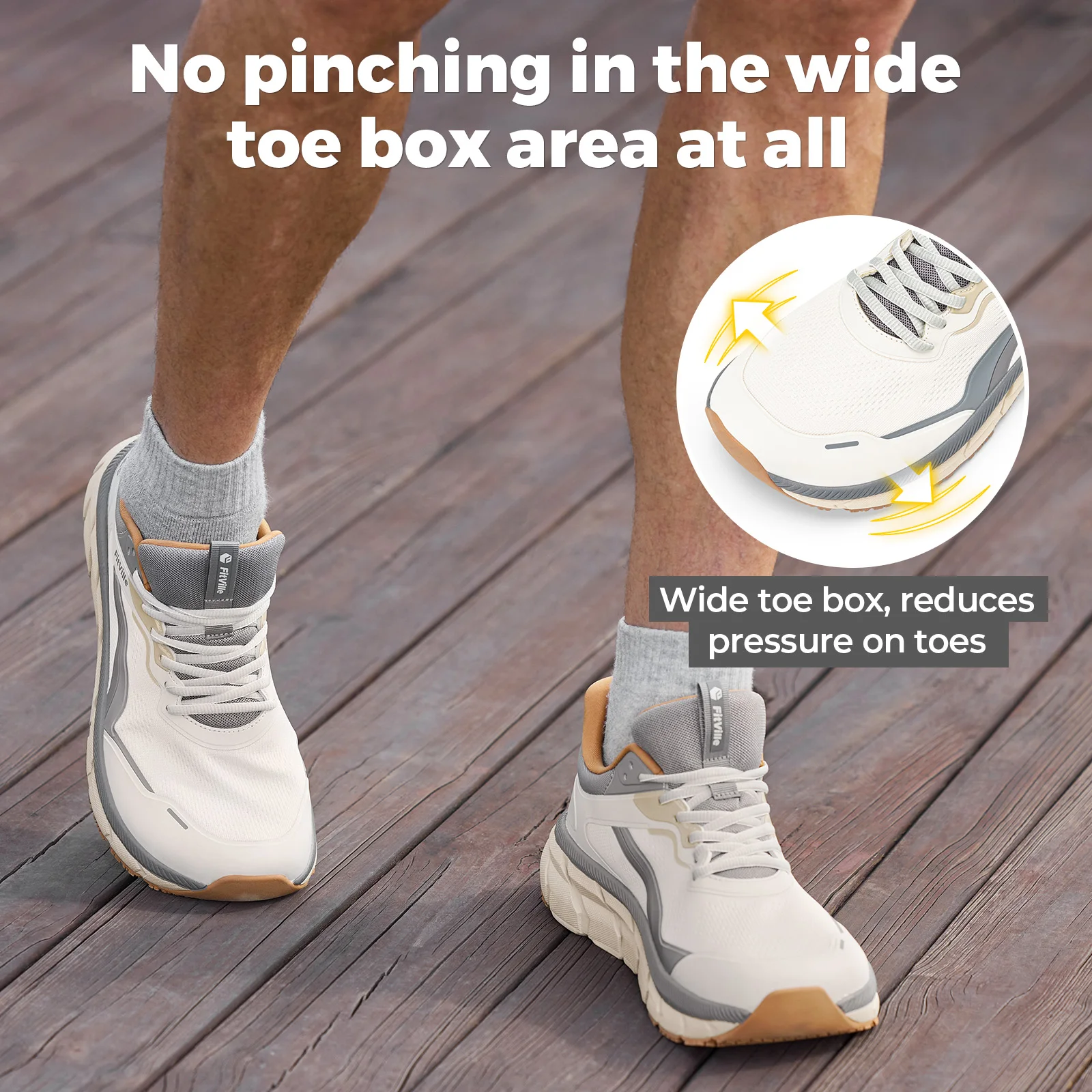 รองเท้ากีฬาสำหรับผู้ชาย FitVil - Wide Toe Box Running Sneakers บทวิจารณ์และราคา