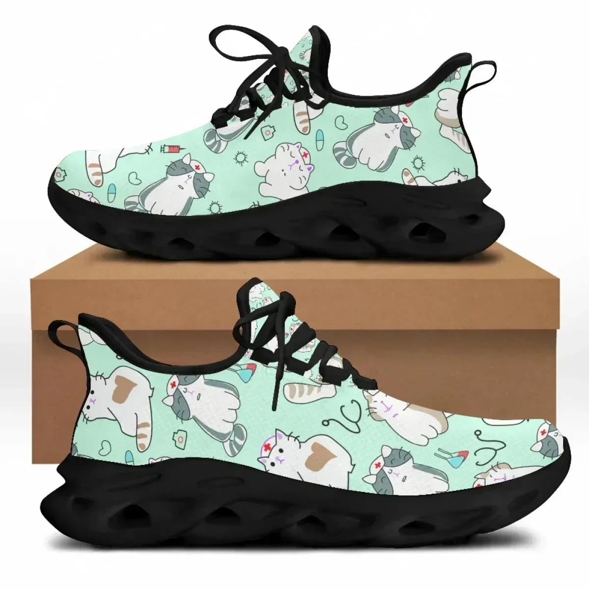 รองเท้าผ้าใบลำลองผู้หญิงสำหรับ - Knit Fabric Lace Up Sneakers บทวิจารณ์และราคา
